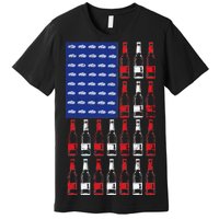 USA Patriotic Beer Bottle American Flag Premium T-Shirt