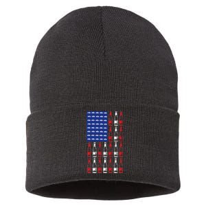 USA Patriotic Beer Bottle American Flag Sustainable Knit Beanie