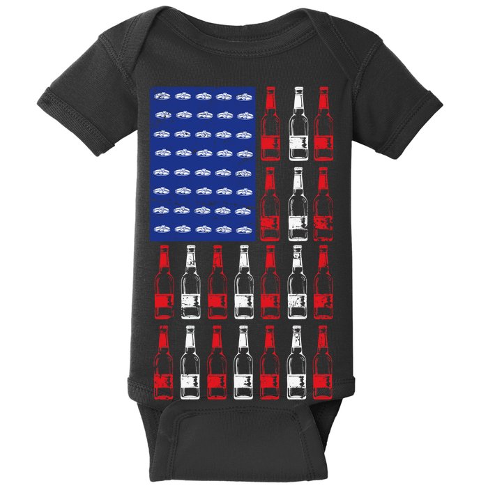 USA Patriotic Beer Bottle American Flag Baby Bodysuit