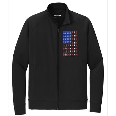 USA Patriotic Beer Bottle American Flag Stretch Full-Zip Cadet Jacket