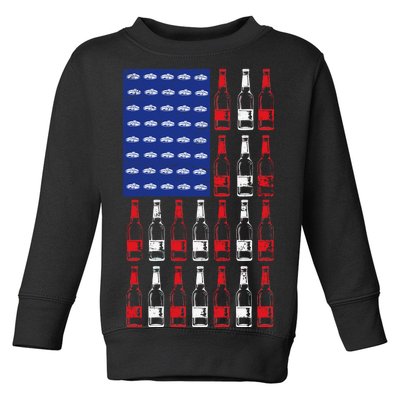 USA Patriotic Beer Bottle American Flag Toddler Sweatshirt