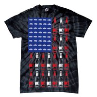 USA Patriotic Beer Bottle American Flag Tie-Dye T-Shirt