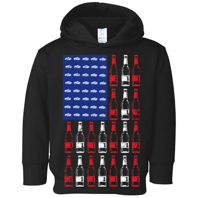 USA Patriotic Beer Bottle American Flag Toddler Hoodie