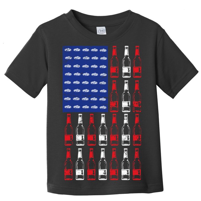 USA Patriotic Beer Bottle American Flag Toddler T-Shirt