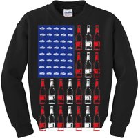 USA Patriotic Beer Bottle American Flag Kids Sweatshirt