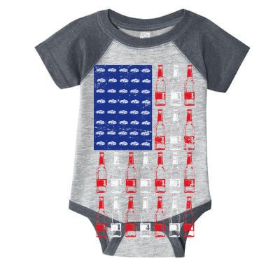 USA Patriotic Beer Bottle American Flag Infant Baby Jersey Bodysuit