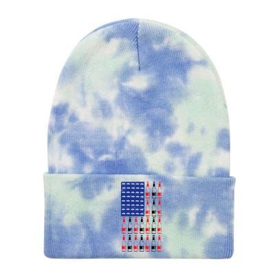 USA Patriotic Beer Bottle American Flag Tie Dye 12in Knit Beanie