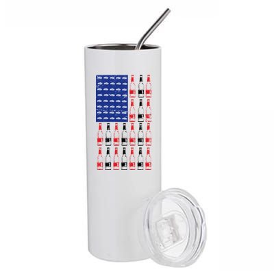 USA Patriotic Beer Bottle American Flag Stainless Steel Tumbler