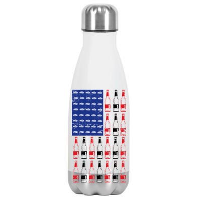 USA Patriotic Beer Bottle American Flag Stainless Steel Insulated Water Bottle