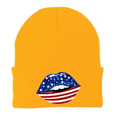 USA Patriotic Lips Of America Knit Cap Winter Beanie