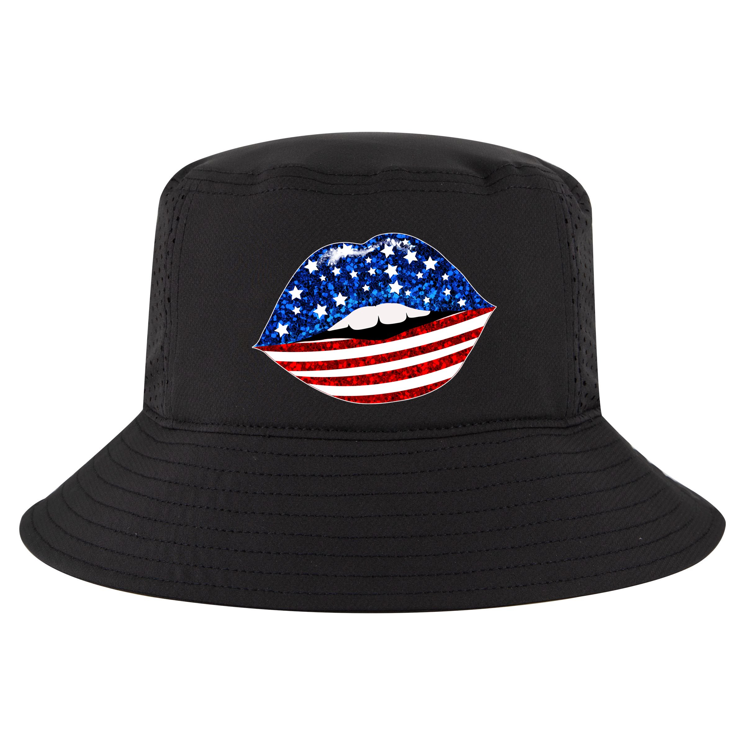 USA Patriotic Lips Of America Cool Comfort Performance Bucket Hat