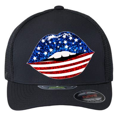 USA Patriotic Lips Of America Flexfit Unipanel Trucker Cap