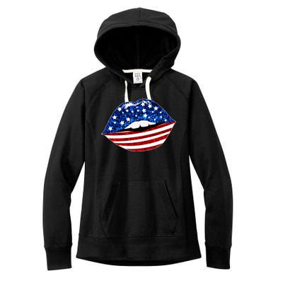 USA Patriotic Lips Of America Women's Fleece Hoodie