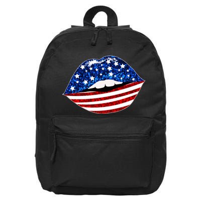USA Patriotic Lips Of America 16 in Basic Backpack