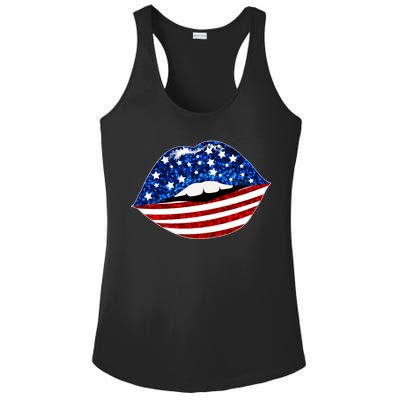 USA Patriotic Lips Of America Ladies PosiCharge Competitor Racerback Tank