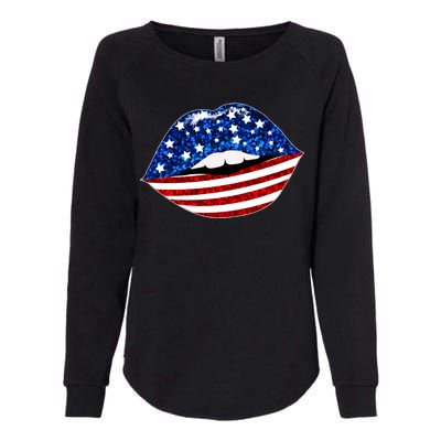 USA Patriotic Lips Of America Womens California Wash Sweatshirt