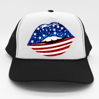 USA Patriotic Lips Of America Trucker Hat