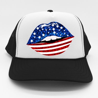 USA Patriotic Lips Of America Trucker Hat