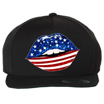 USA Patriotic Lips Of America Wool Snapback Cap