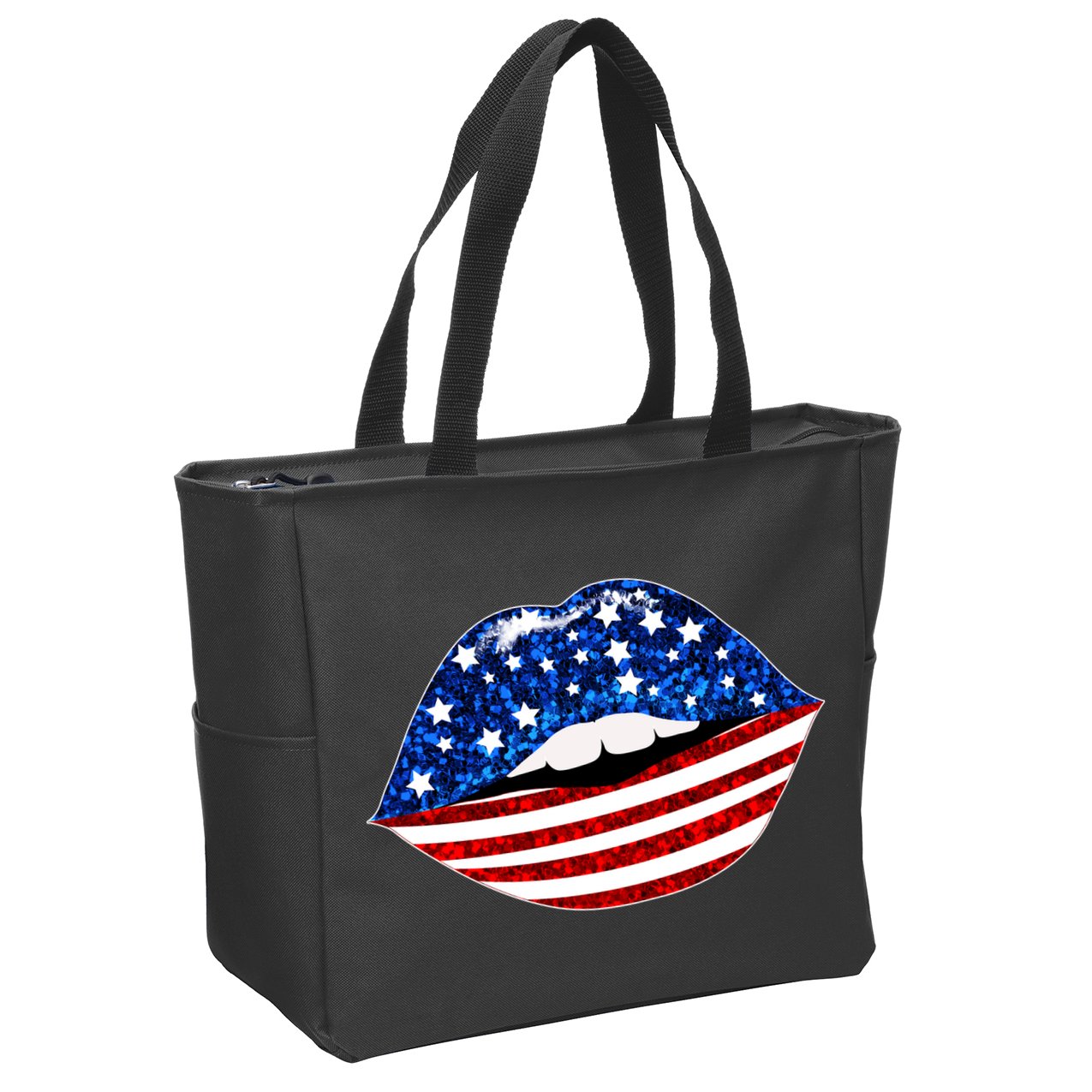 USA Patriotic Lips Of America Zip Tote Bag