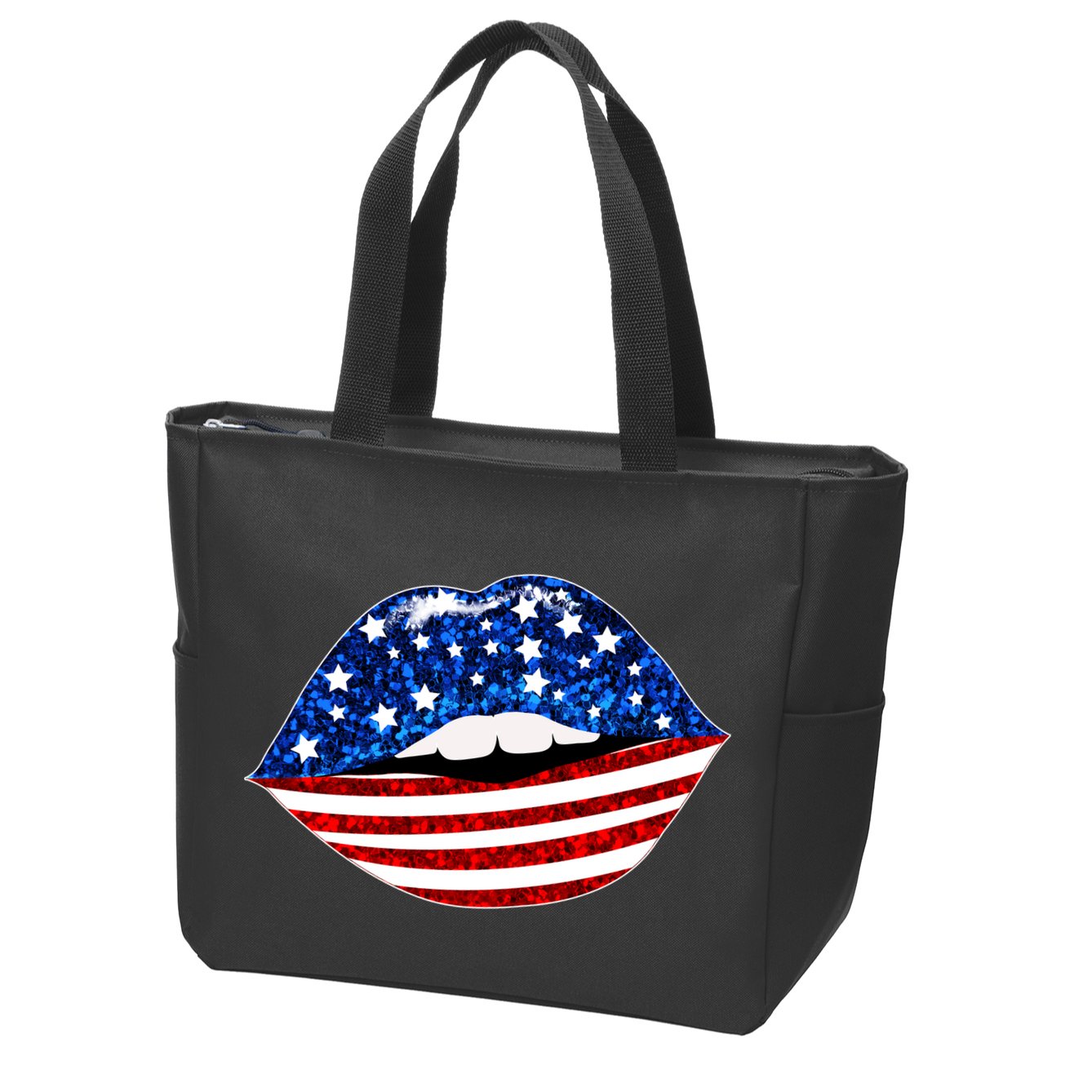 USA Patriotic Lips Of America Zip Tote Bag