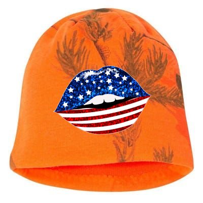 USA Patriotic Lips Of America Kati - Camo Knit Beanie