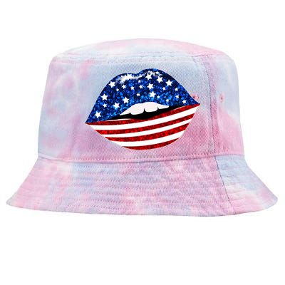 USA Patriotic Lips Of America Tie-Dyed Bucket Hat