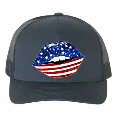 USA Patriotic Lips Of America Yupoong Adult 5-Panel Trucker Hat