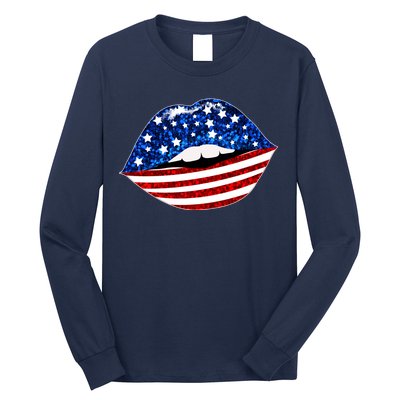 USA Patriotic Lips Of America Long Sleeve Shirt