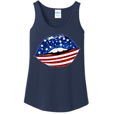 USA Patriotic Lips Of America Ladies Essential Tank