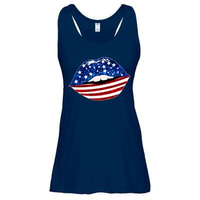 USA Patriotic Lips Of America Ladies Essential Flowy Tank