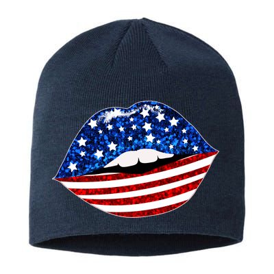 USA Patriotic Lips Of America Sustainable Beanie