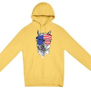 USA Patriotic Llama Premium Pullover Hoodie