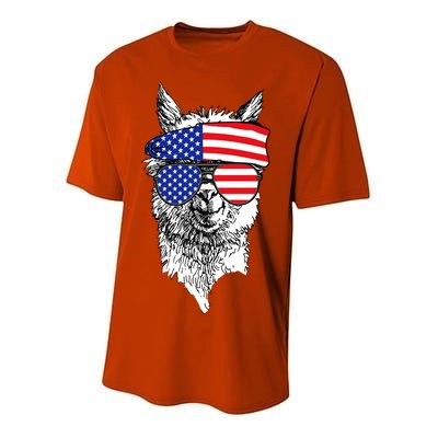 USA Patriotic Llama Youth Performance Sprint T-Shirt