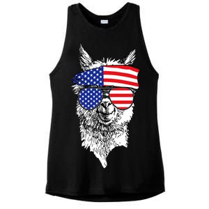 USA Patriotic Llama Ladies PosiCharge Tri-Blend Wicking Tank