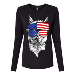 USA Patriotic Llama Womens Cotton Relaxed Long Sleeve T-Shirt