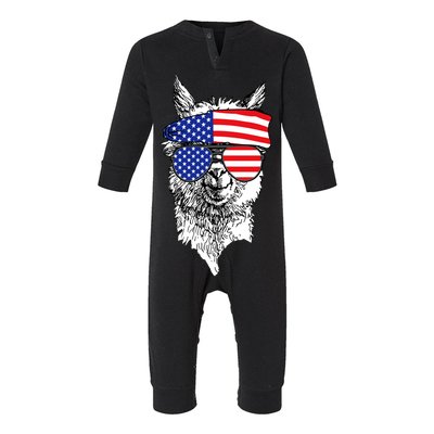 USA Patriotic Llama Infant Fleece One Piece