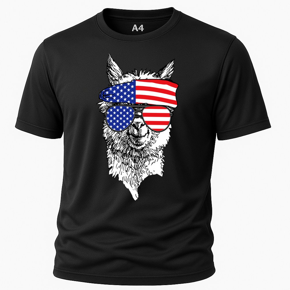 USA Patriotic Llama Cooling Performance Crew T-Shirt