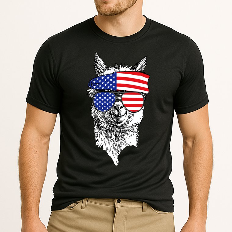 USA Patriotic Llama Cooling Performance Crew T-Shirt