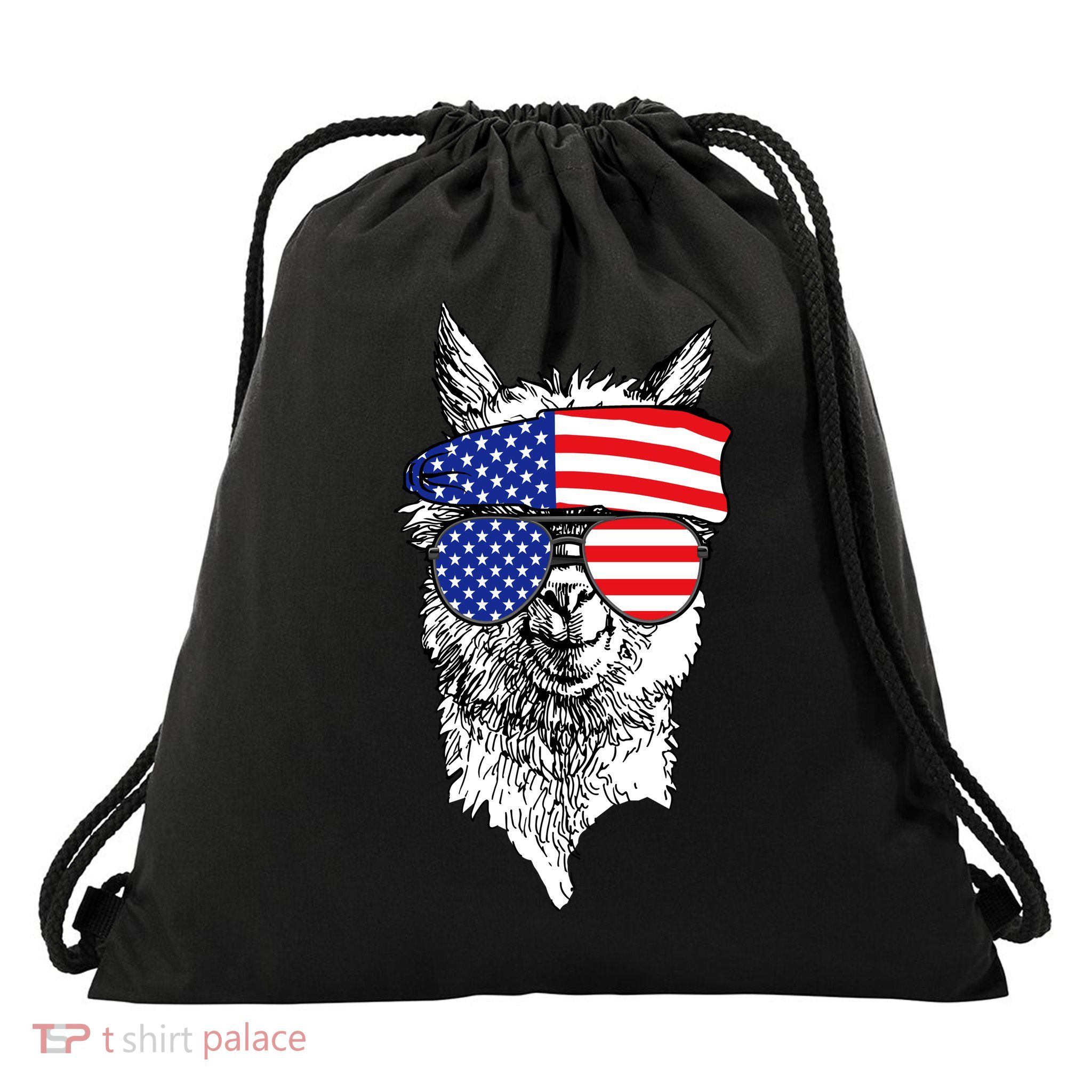 USA Patriotic Llama Drawstring Bag