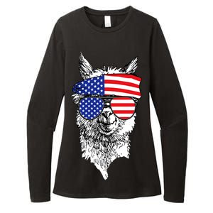 USA Patriotic Llama Womens CVC Long Sleeve Shirt