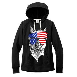 USA Patriotic Llama Women's Fleece Hoodie