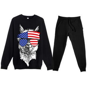 USA Patriotic Llama Premium Crewneck Sweatsuit Set