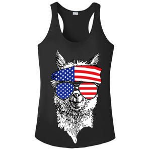 USA Patriotic Llama Ladies PosiCharge Competitor Racerback Tank