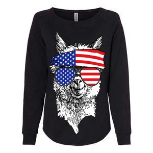 USA Patriotic Llama Womens California Wash Sweatshirt