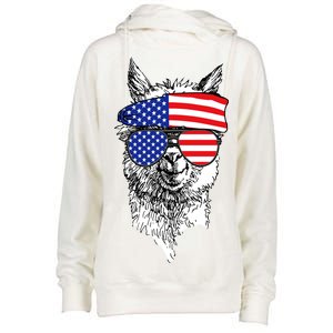 USA Patriotic Llama Womens Funnel Neck Pullover Hood