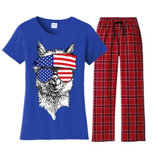 USA Patriotic Llama Women's Flannel Pajama Set