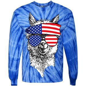 USA Patriotic Llama Tie-Dye Long Sleeve Shirt