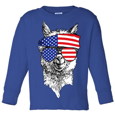 USA Patriotic Llama Toddler Long Sleeve Shirt