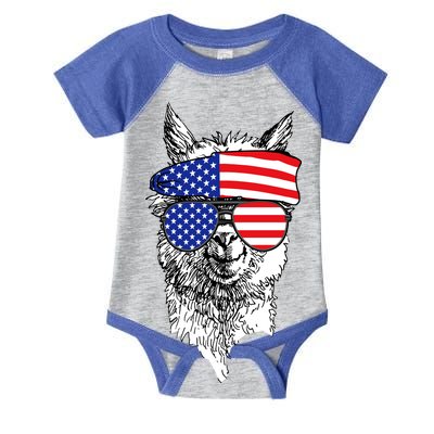 USA Patriotic Llama Infant Baby Jersey Bodysuit